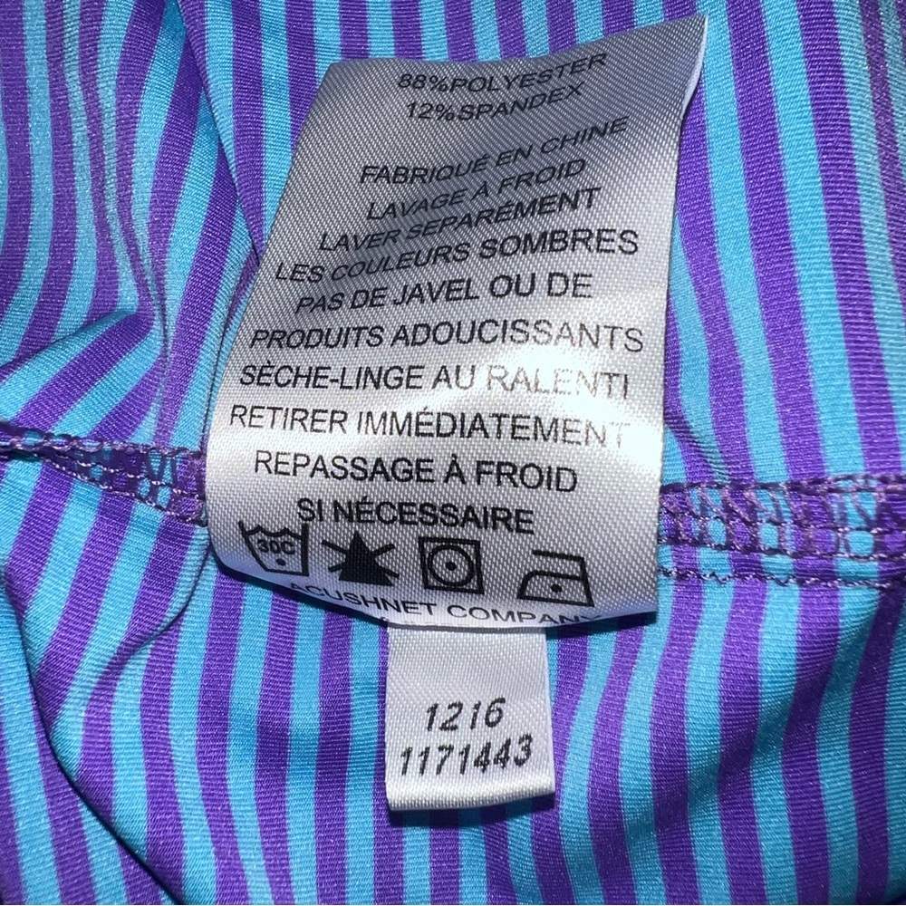 FootJoy Men’s XL Blue & Purple Striped Performance Polo – Windermere Logo - Picture 8 of 8